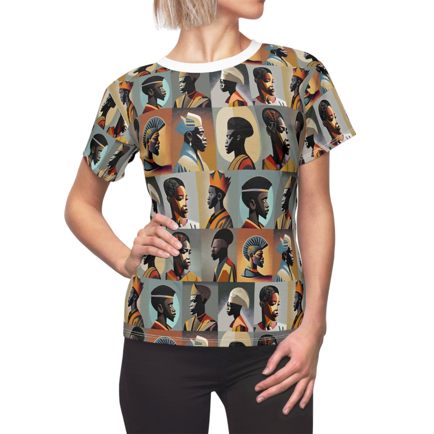 Women's Cut & Sew Tee (AOP) Kukloso Cubist Faces No 24 - Free Shipping