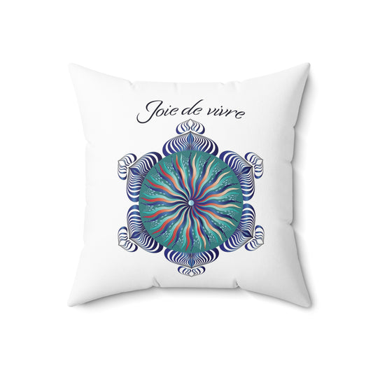 Spun Polyester Square Pillow Kukloso Mandala No 180 Joie de Vivre & No 183 Black - Free Shipping