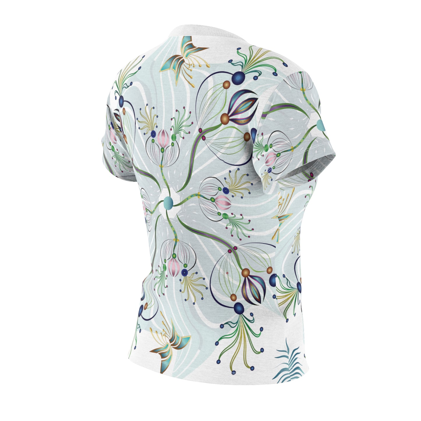 Women's Cut & Sew Tee (AOP) Kukloso Melange de fleur Abstract Aqua Flowers - Free Shipping