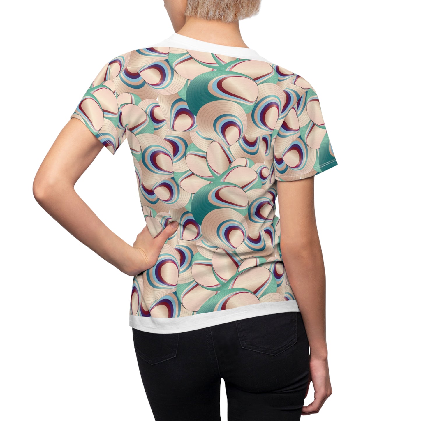 Women's Cut & Sew Tee (AOP) Kukloso MD Ice Cream Swirls No 5A Aqua-Cream Color - Free Shipping