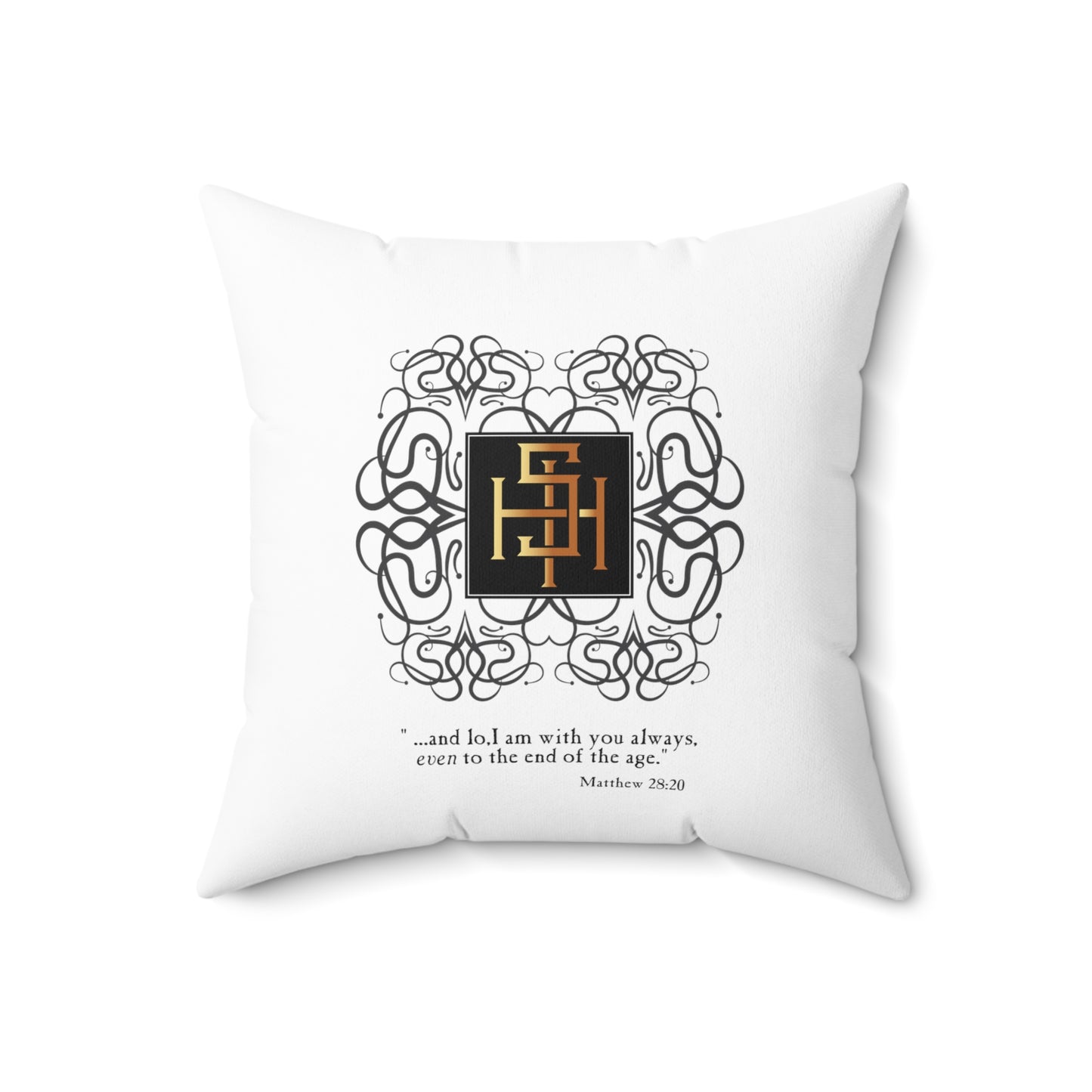 Spun Polyester Square Pillow Kukloso Matthew 28:20 IHS Christogram - Free Shipping