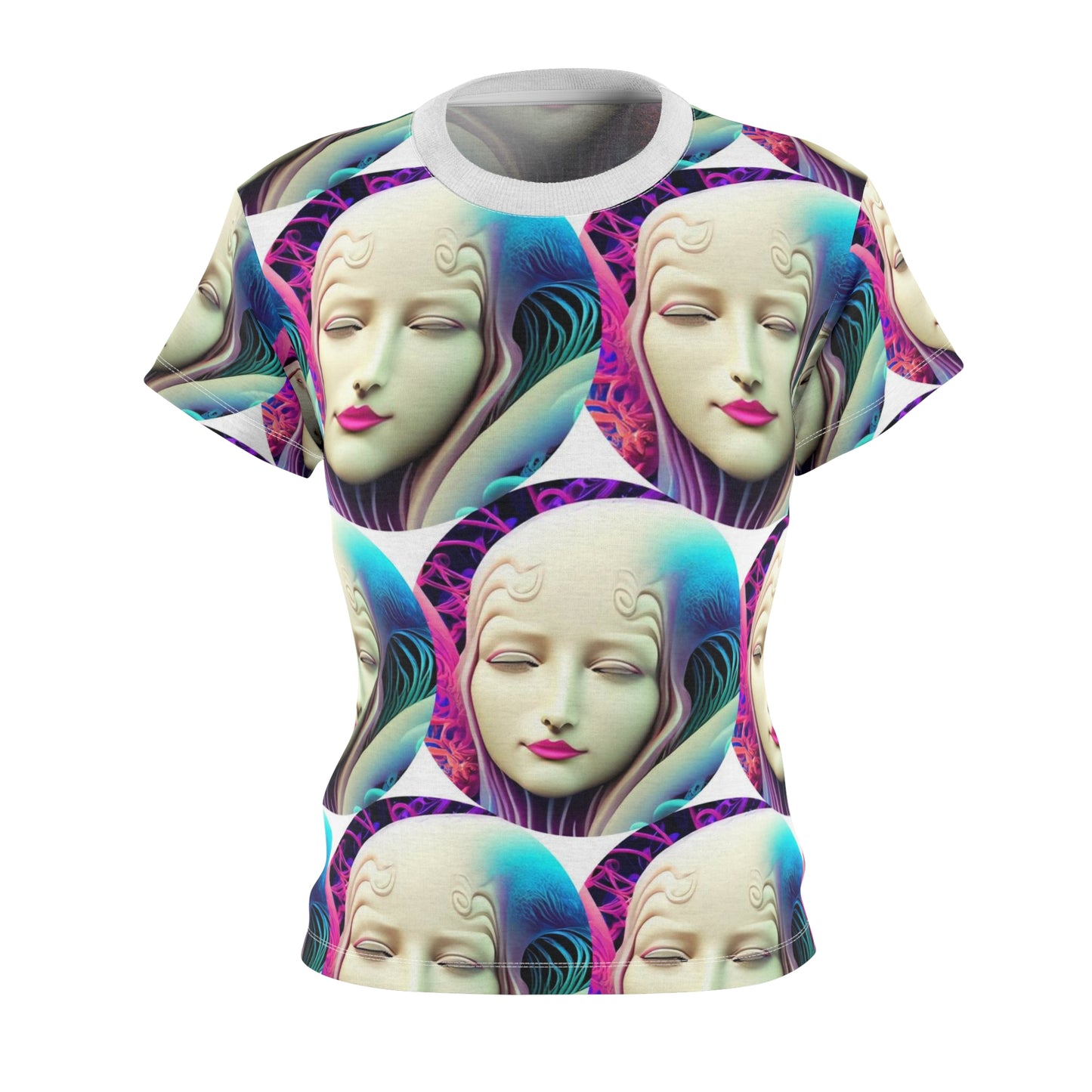 Women's Cut & Sew Tee (AOP) Kukloso Space Face No 9 Large Pattern - Free Shipping