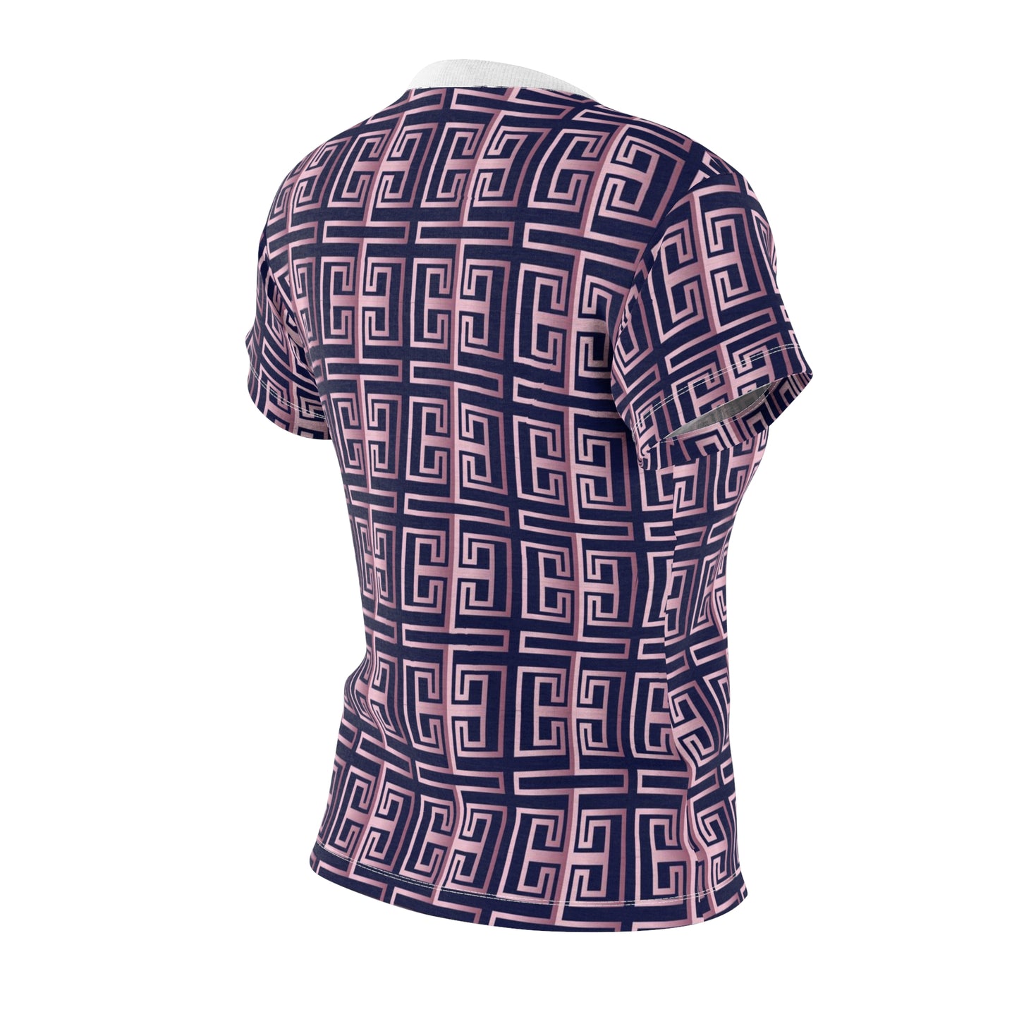 Women's Cut & Sew Tee (AOP) Kukloso Greek Border No 9 Pink on Navy - Free Shipping