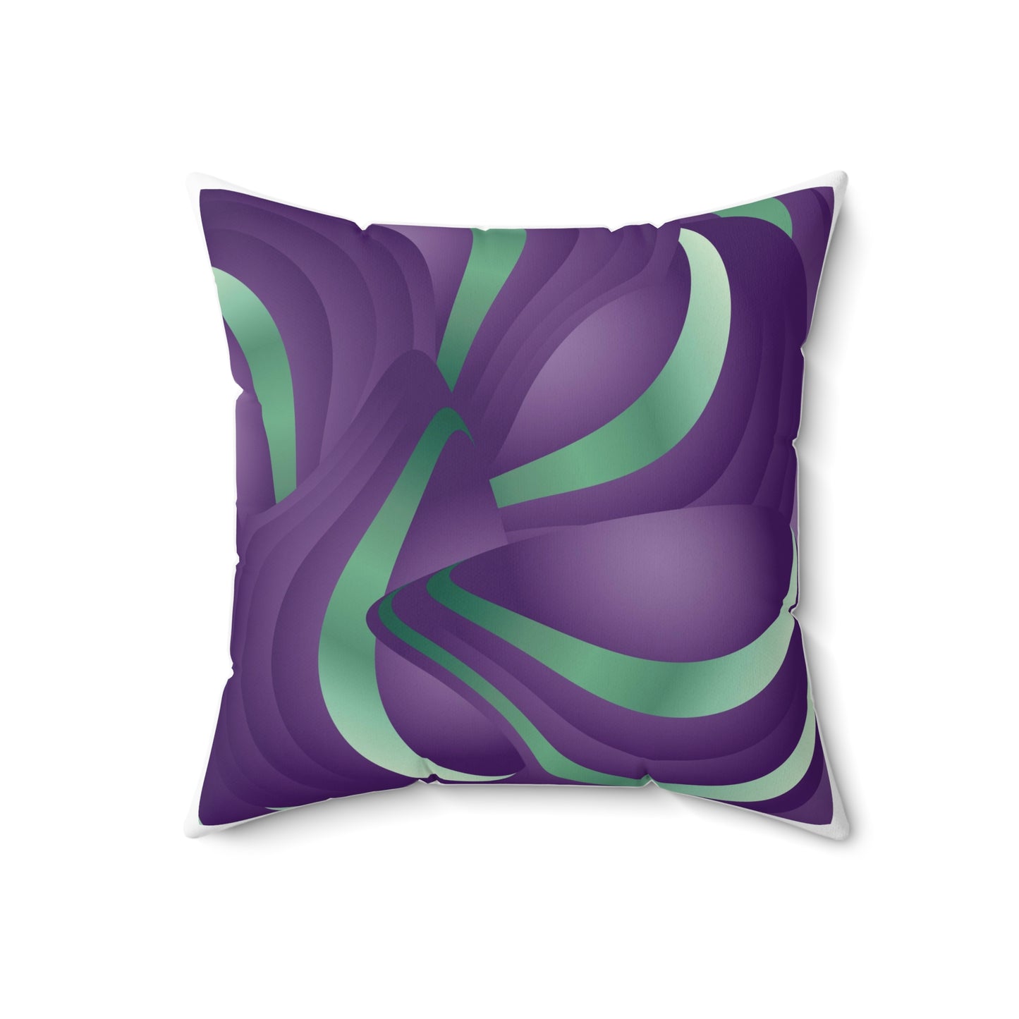 Spun Polyester Square Pillow Kukloso Ice Cream Swirls No 4 Purple & Green - Free Shipping