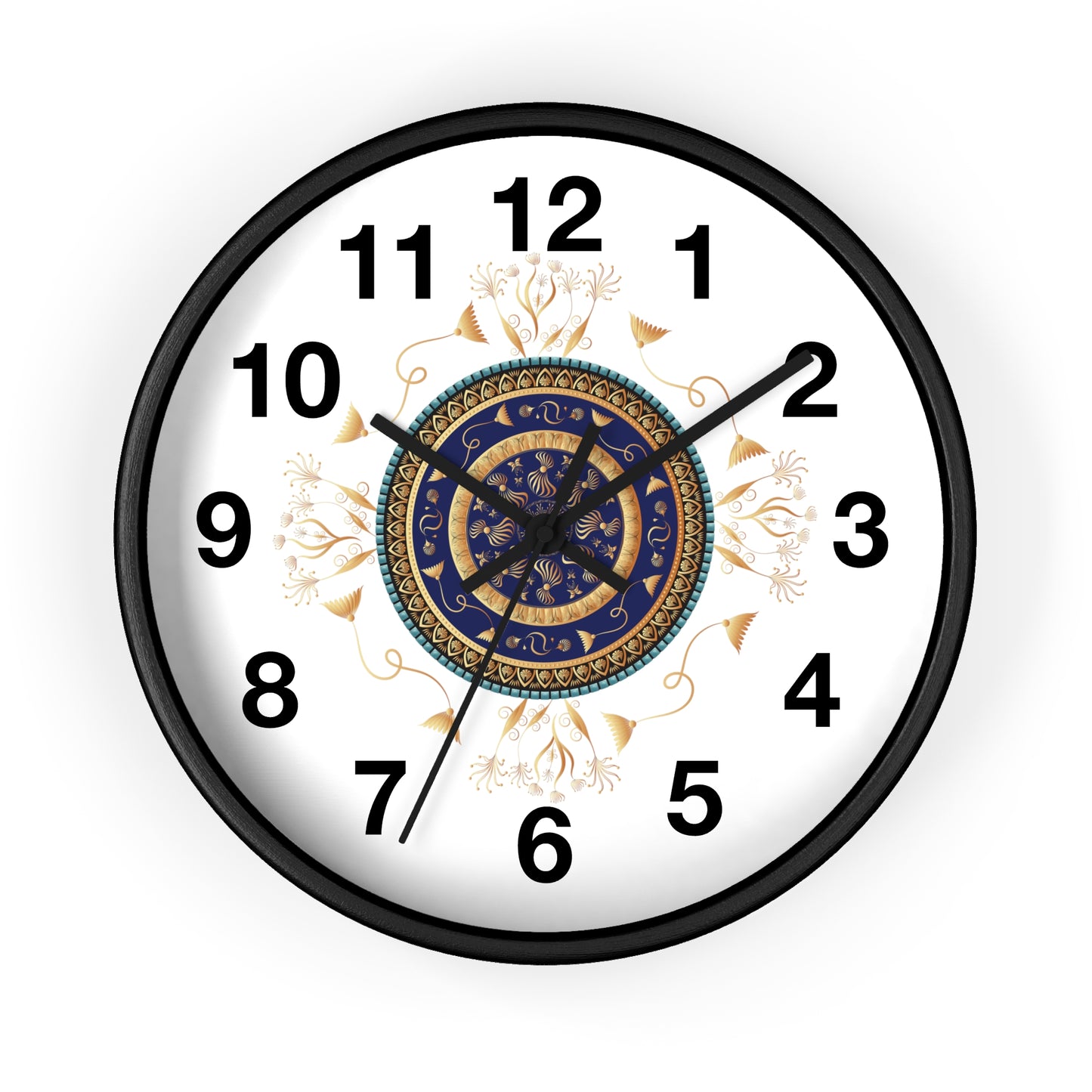 Wall Clock Kukloso Mandala No 151 Gold & Navy - Free Shipping