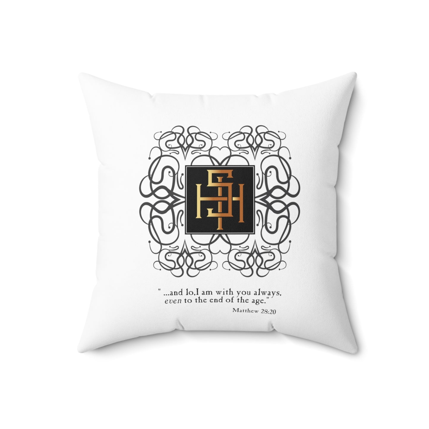 Spun Polyester Square Pillow Kukloso Matthew 28:20 IHS Christogram - Free Shipping