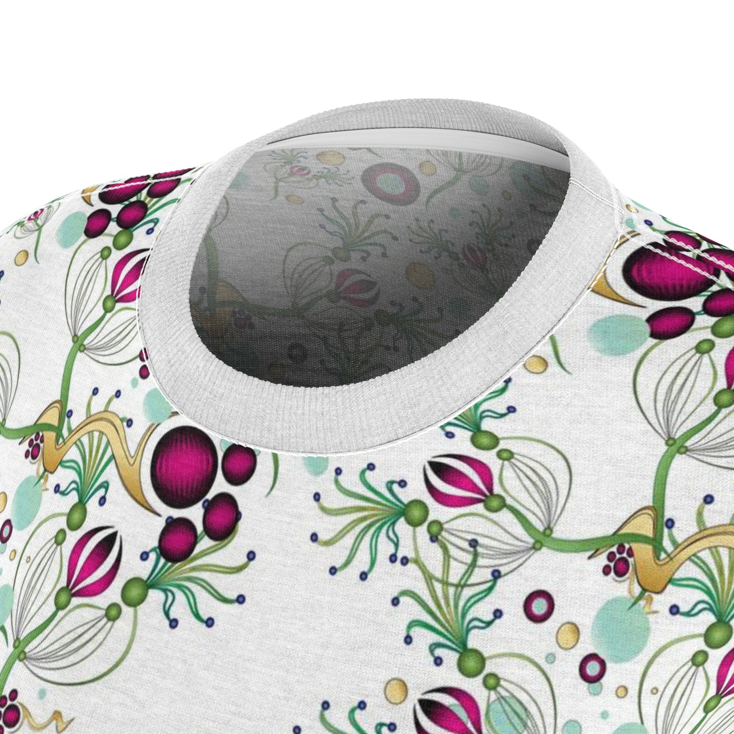 Women's Cut & Sew Tee (AOP) Kukloso Melange de fleur No 64 Multicolored on White - Free Shipping