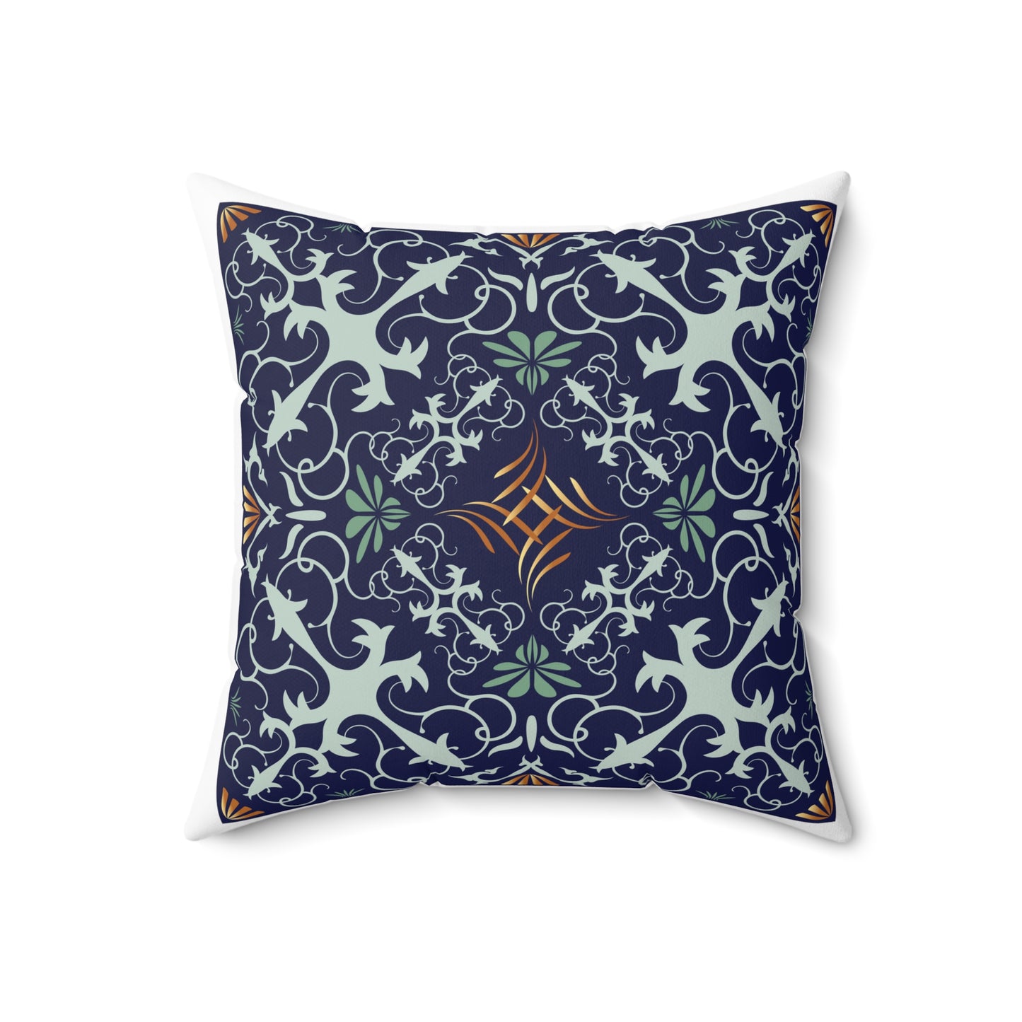 Spun Polyester Square Pillow Kukloso MD Abstract forms No 45 Navy & White - Free Shipping