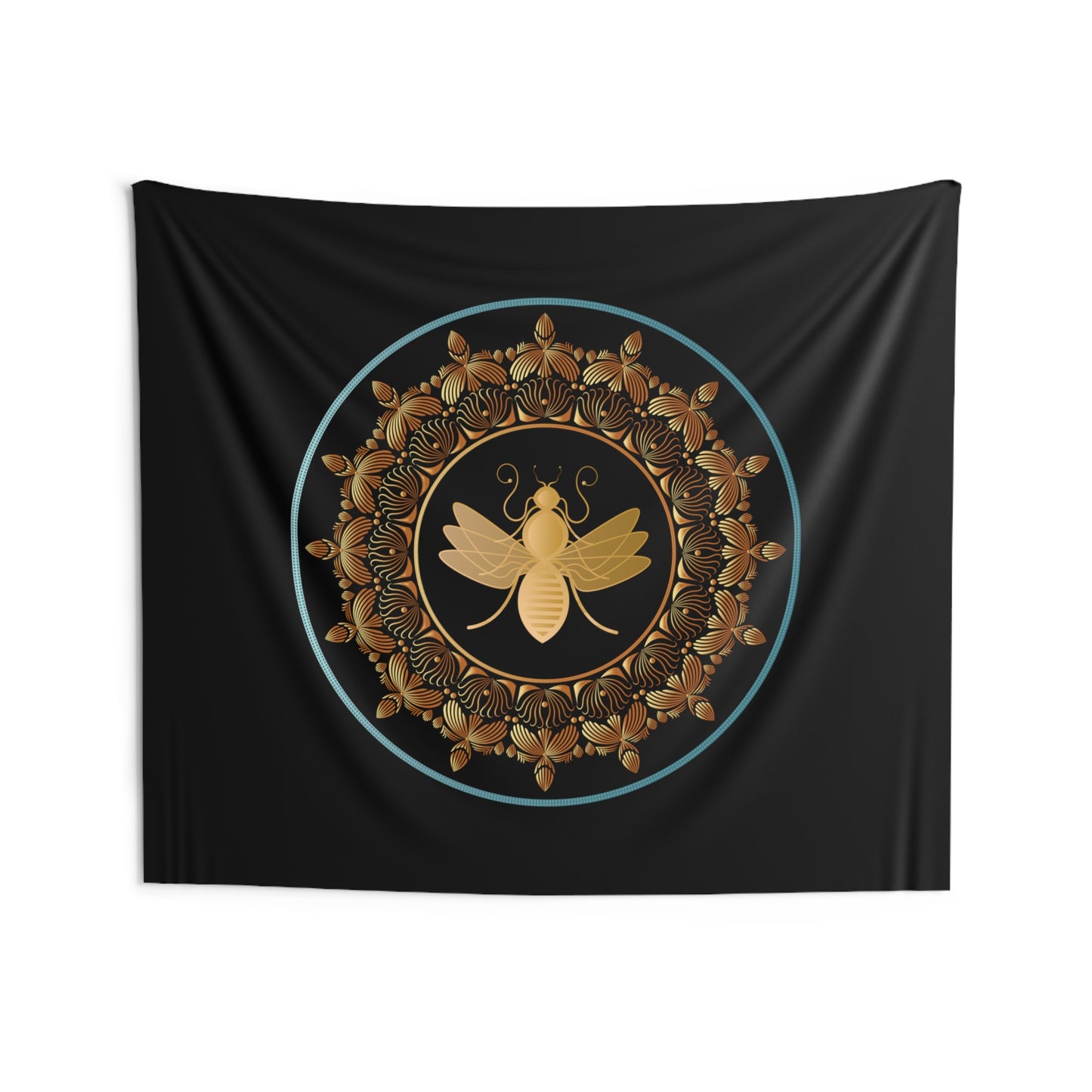 Indoor Wall Tapestries Kukloso Kuklos No 4391 A 'Honeybee Mandala on Black Free Shipping