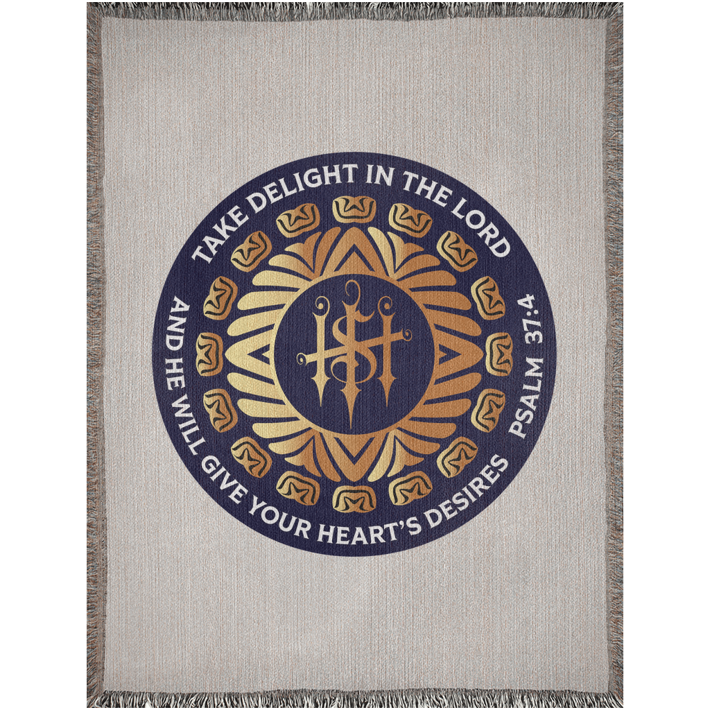 Woven Blankets Kukloso ISH Christogram "Take Delight In The Lord" Psalm 37:4 - Free Shipping