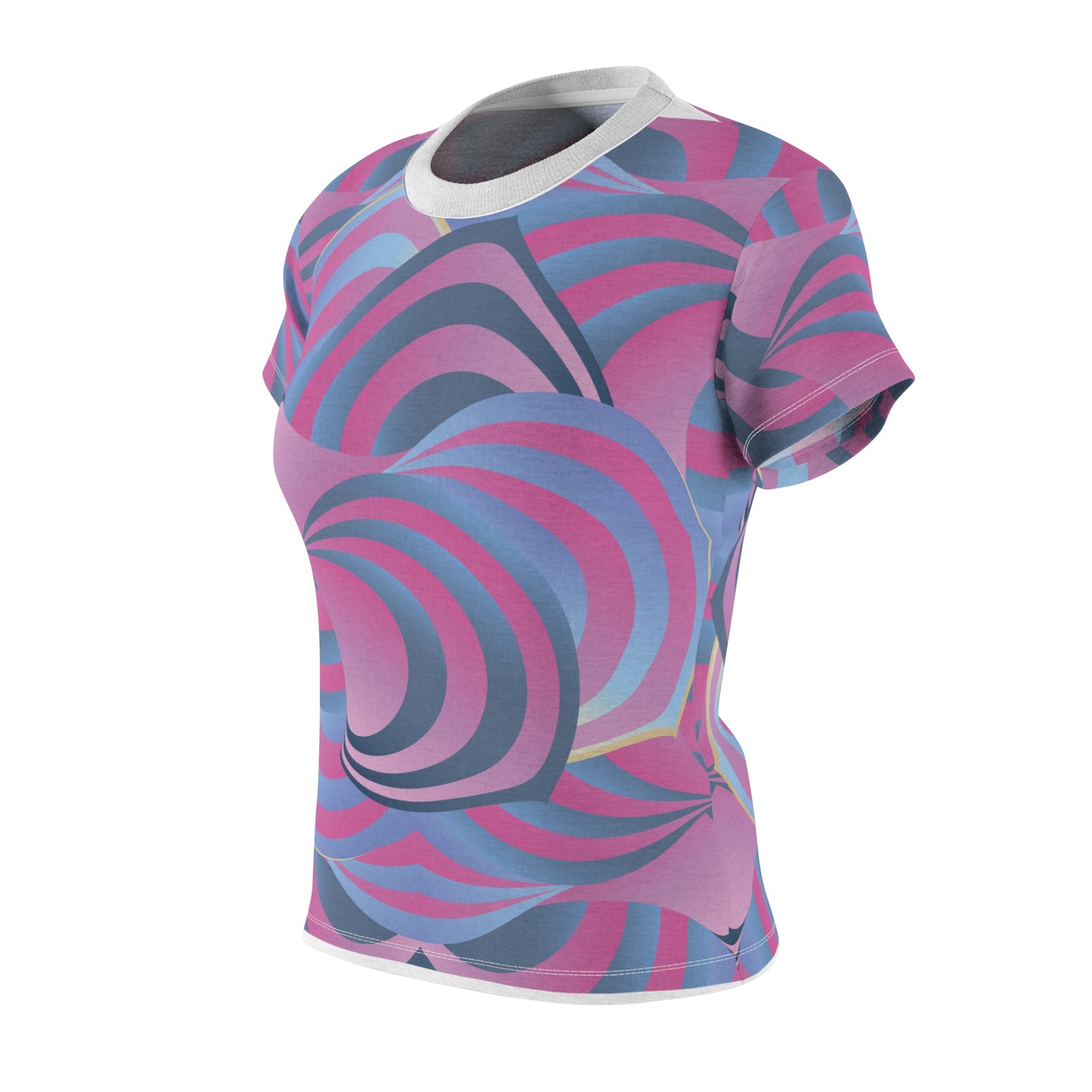 Women's Cut & Sew Tee (AOP) Kukloso MD Ice Cream Swirls No 4 - Pink & Silver-Blue - Free Shipping