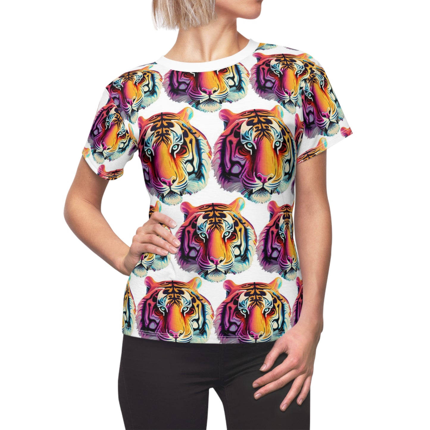 Women's Cut & Sew Tee (AOP) Kukloso Cubist Mr. Tiger - Free Shipping