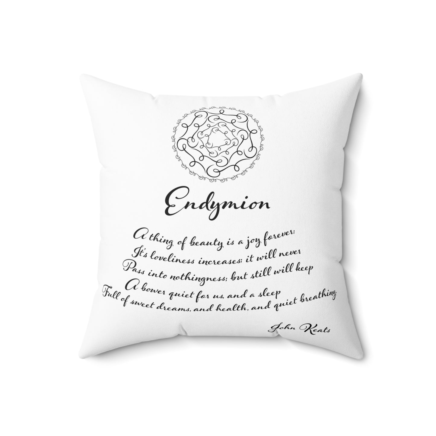 Spun Polyester Square Pillow Kukloso Untitled Mandala No 1687/ First Stanza -  'Endymion' by John Keats Version Two - Free Shipping