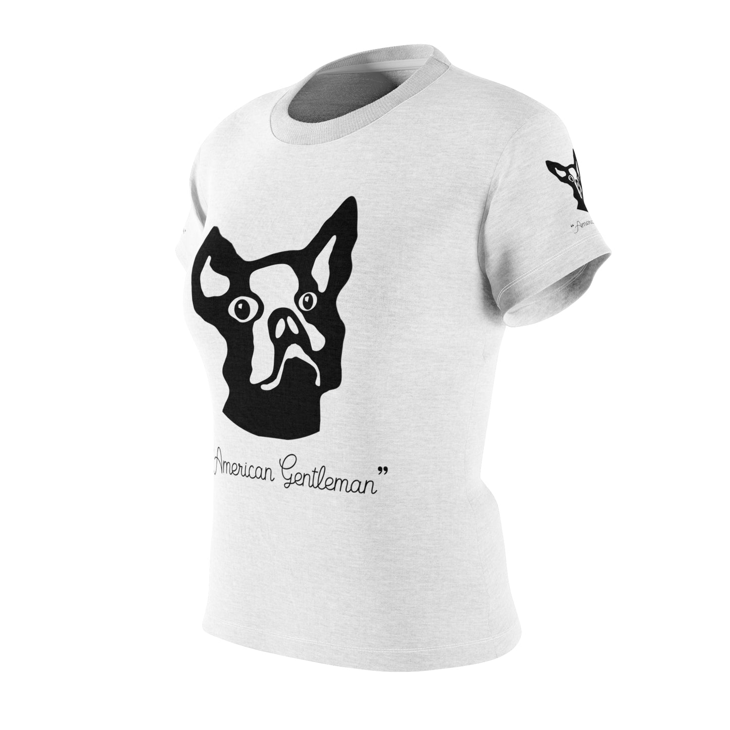 Women's Cut & Sew Tee (AOP) Kukloso Boston Terrier Dog 'American Gentleman' - Free Shipping