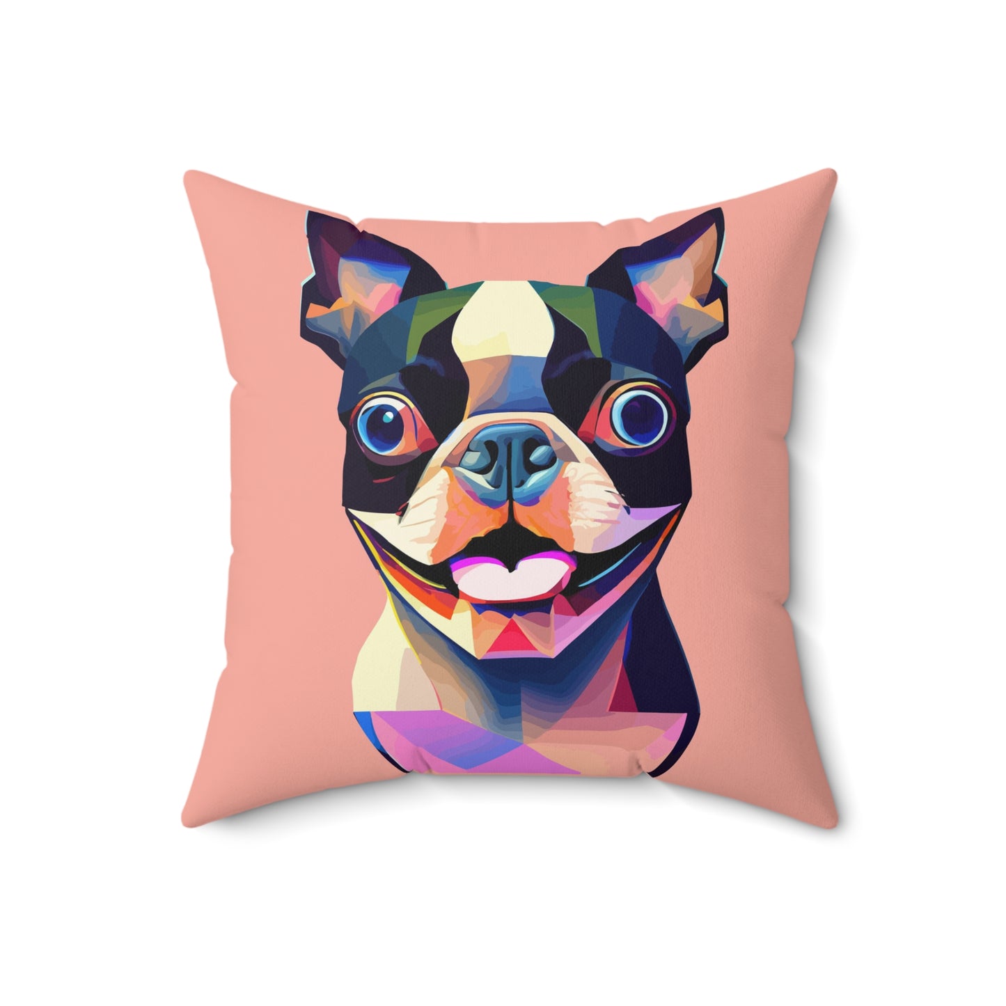 Spun Polyester Square Pillow Kukloso Boston Terrier Dog No 3 - Free Shipping