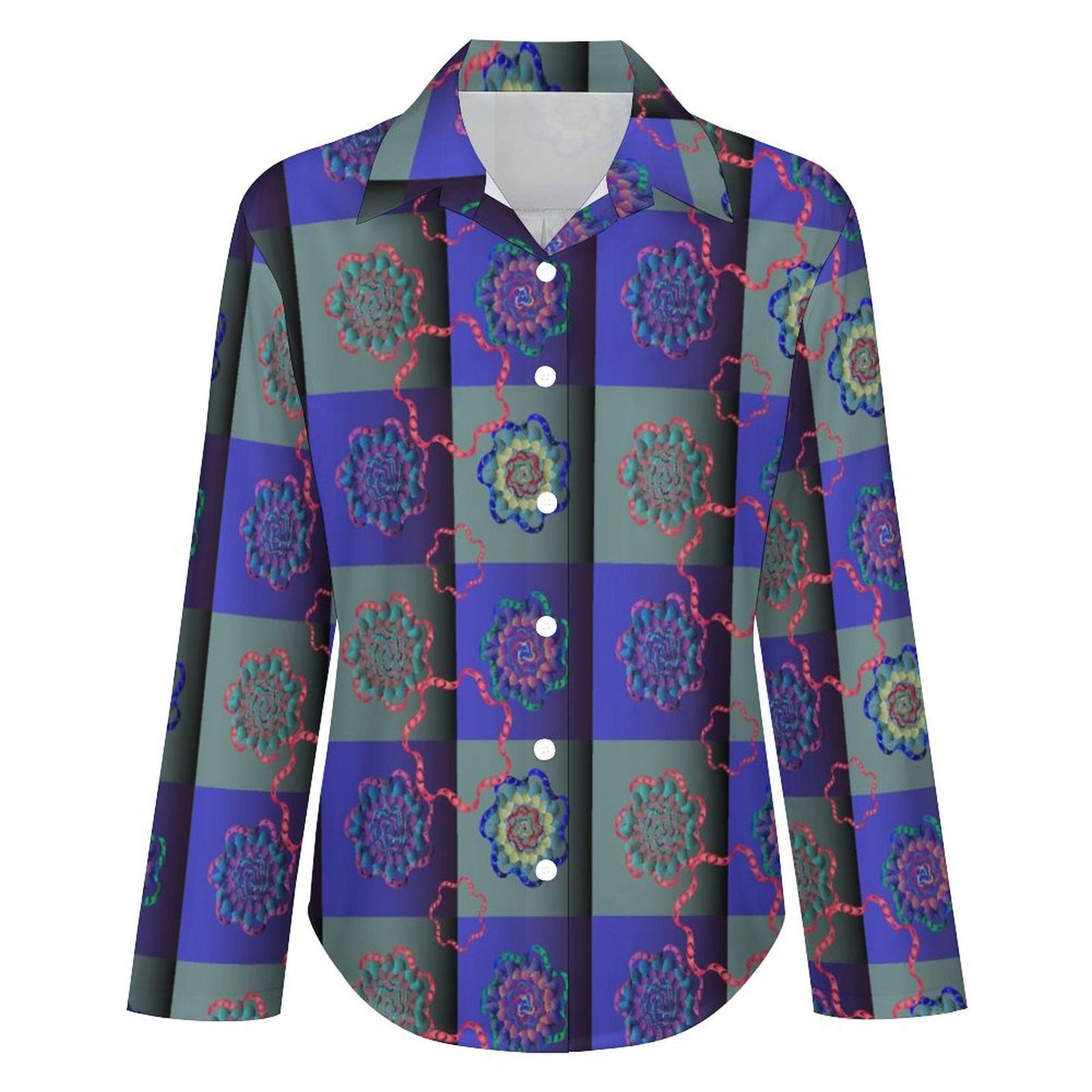 Long Sleeve Shirt Blouse Kukloso Abstract No 931