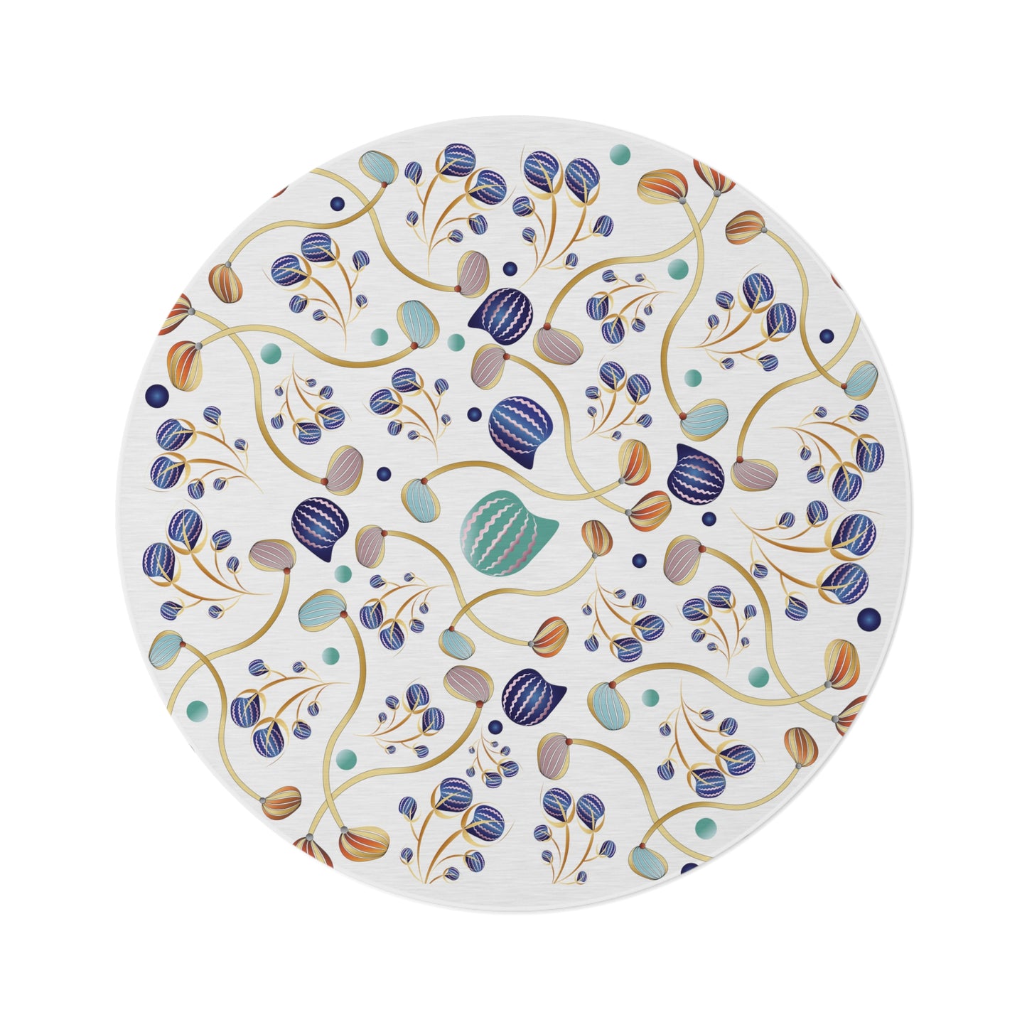 Round Rug Kukloso No 4403 Abstract Shapes on White Free Shipping