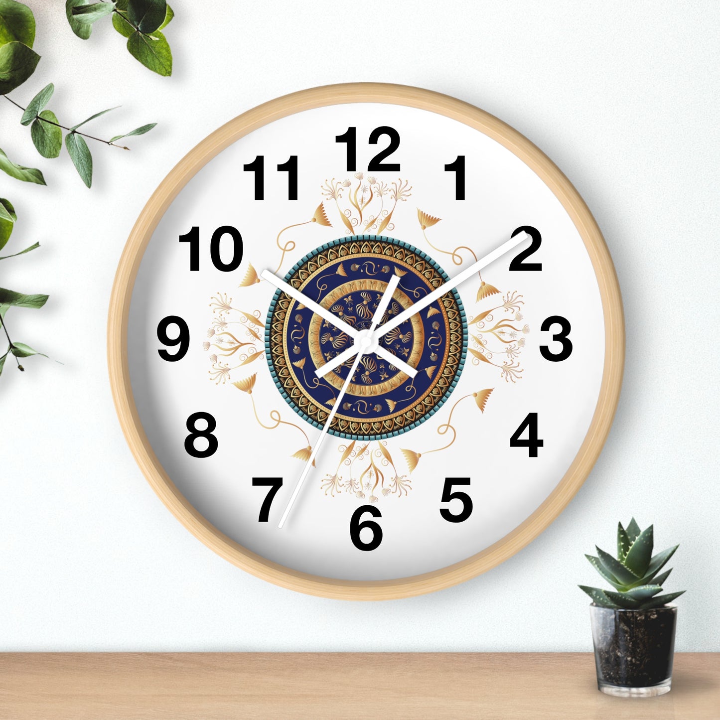 Wall Clock Kukloso Mandala No 151 Gold & Navy - Free Shipping