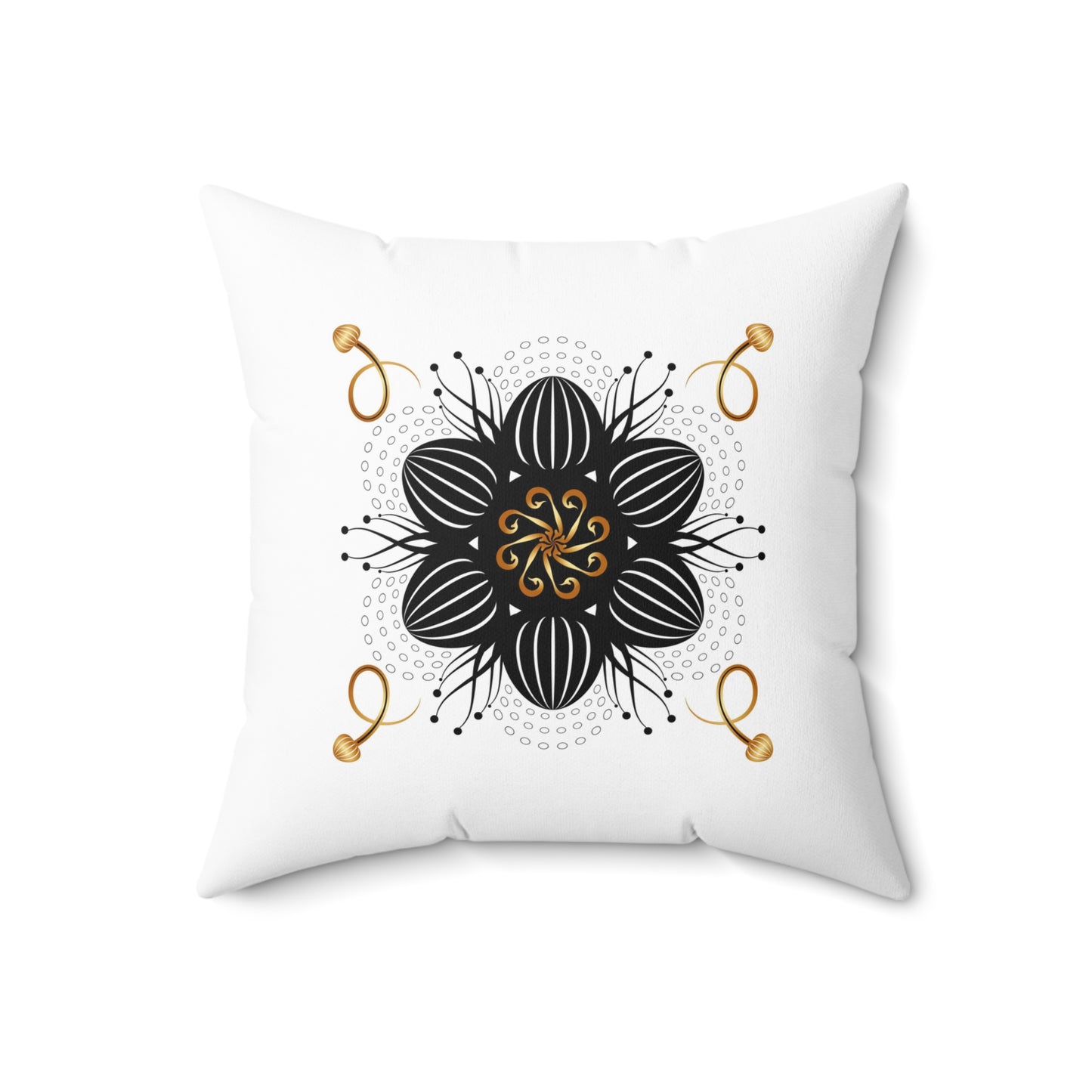 Spun Polyester Square Pillow Kukloso Melange de fleur No 29 Black/White & Navy/White - Free Shipping