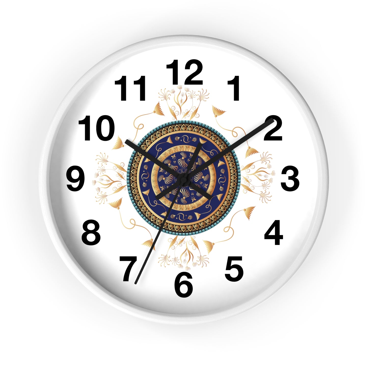 Wall Clock Kukloso Mandala No 151 Gold & Navy - Free Shipping