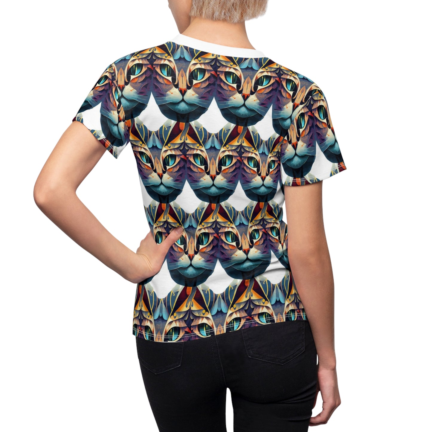 Women's Cut & Sew Tee (AOP) Kukloso Cubist Mr. Cat - Free Shipping