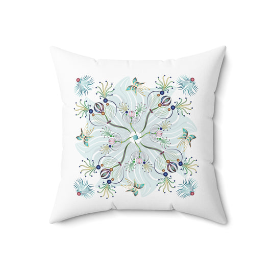 Spun Polyester Square Pillow Kukloso Abstract Floral No 4402 & Mandala Design No 4318 - Free Shipping