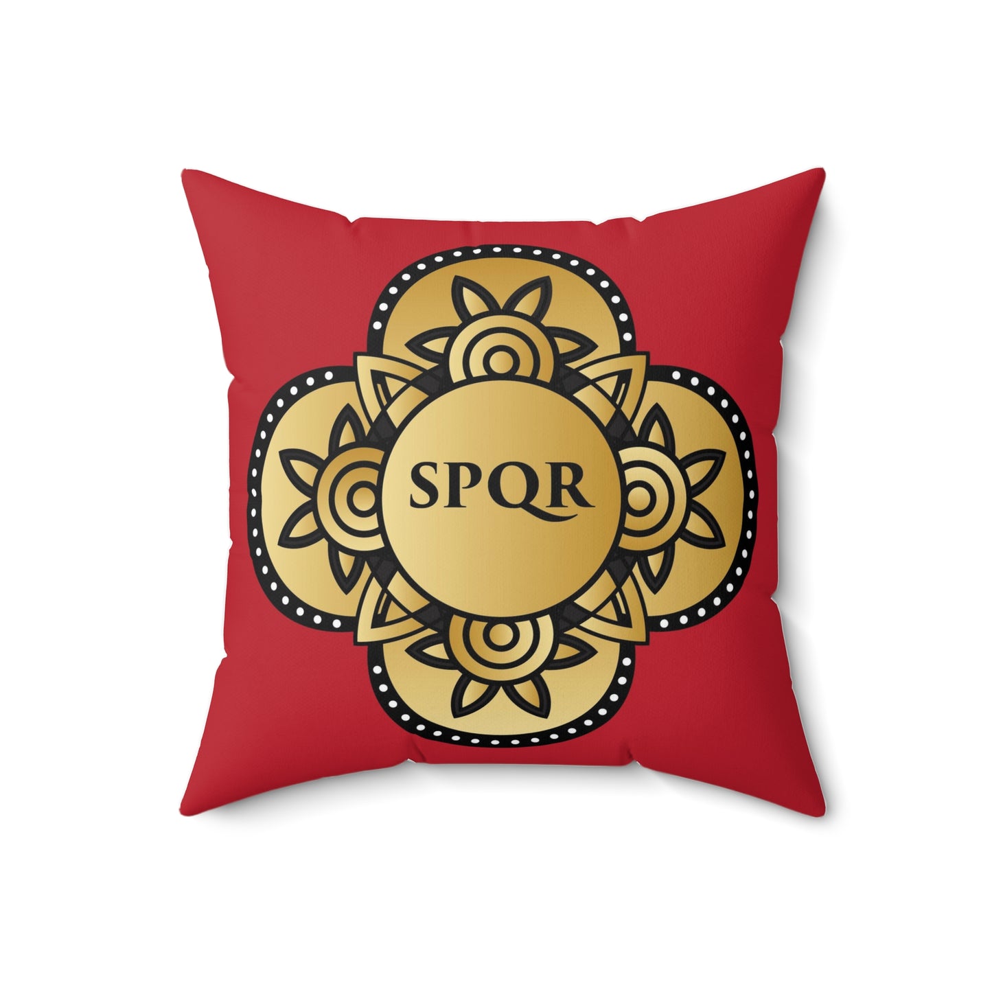 Spun Polyester Square Pillow Kukloso 'SPQR' ( Senatus Populusque Romanus ), "The Senate and People of Rome", Black & Red - Free Shipping