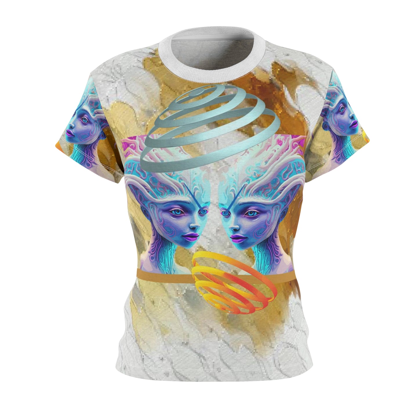 Women's Cut & Sew Tee (AOP) Kukloso Space Face No 19 - Free Shipping