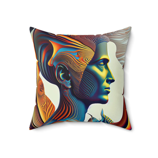 Spun Polyester Square Pillow Kukloso Cubist Faces No 18 & 19 - Free Shipping