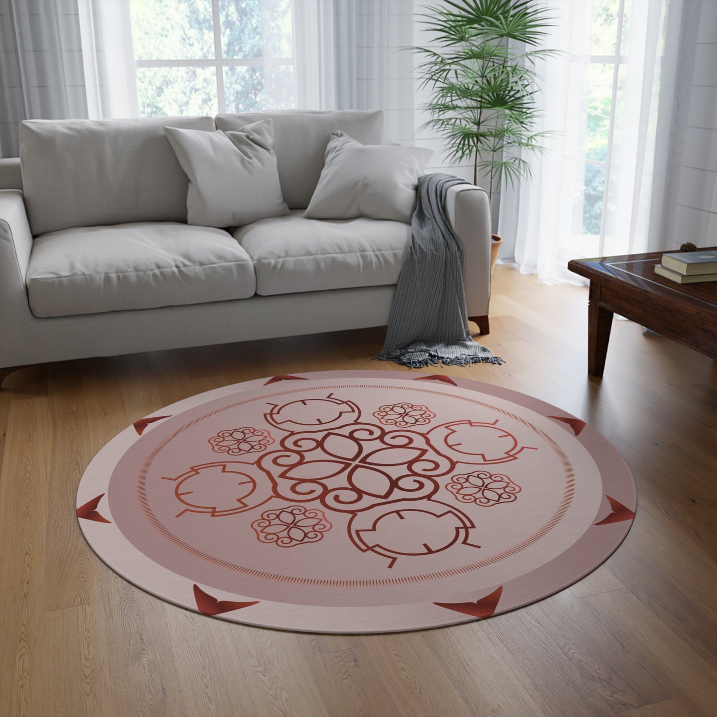 Round Rug Kukloso No 4385 Mandala Copper Free Shipping