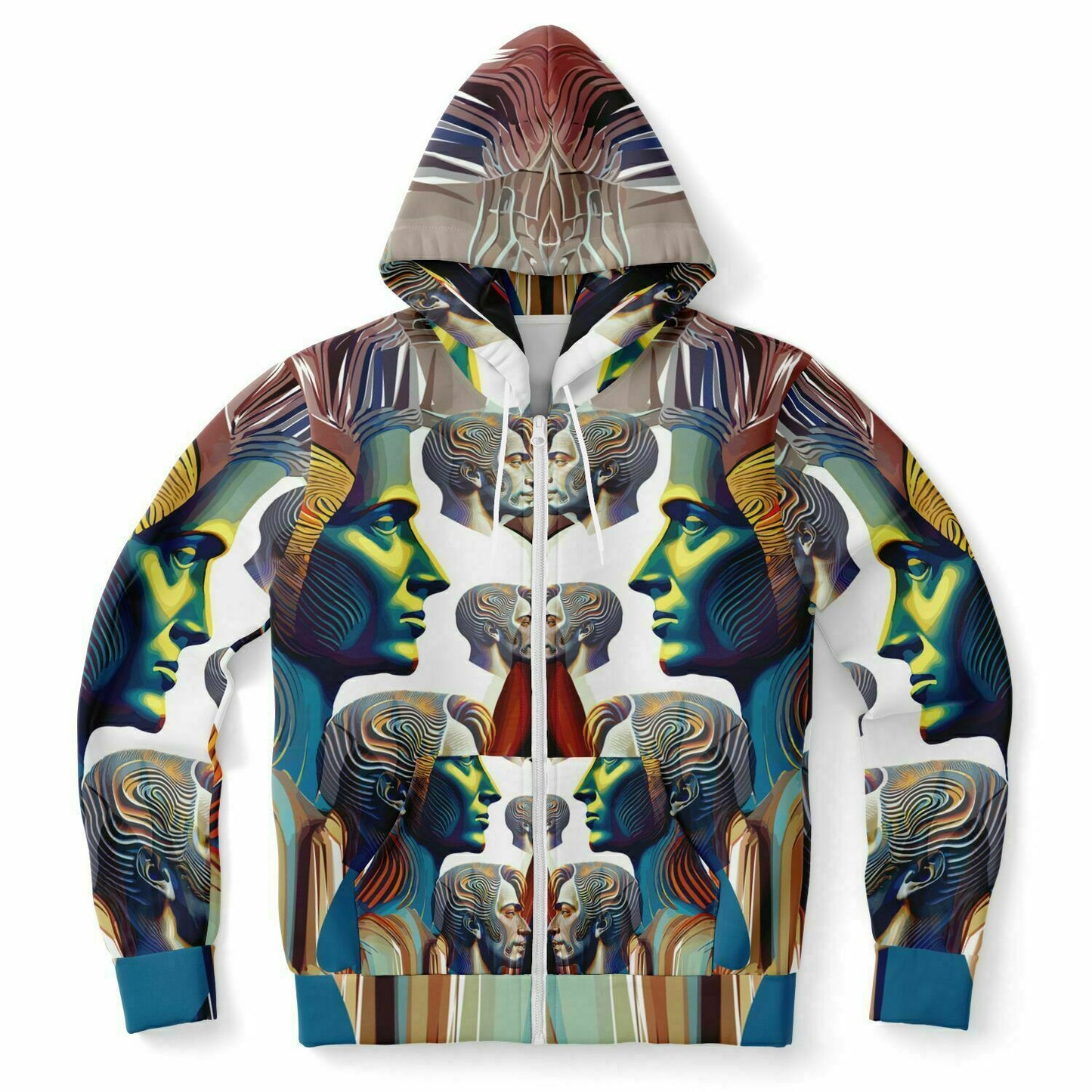 Fashion Zip-Up Hoodie - AOP Kukloso Cubist Faces No 41 - Free Shipping