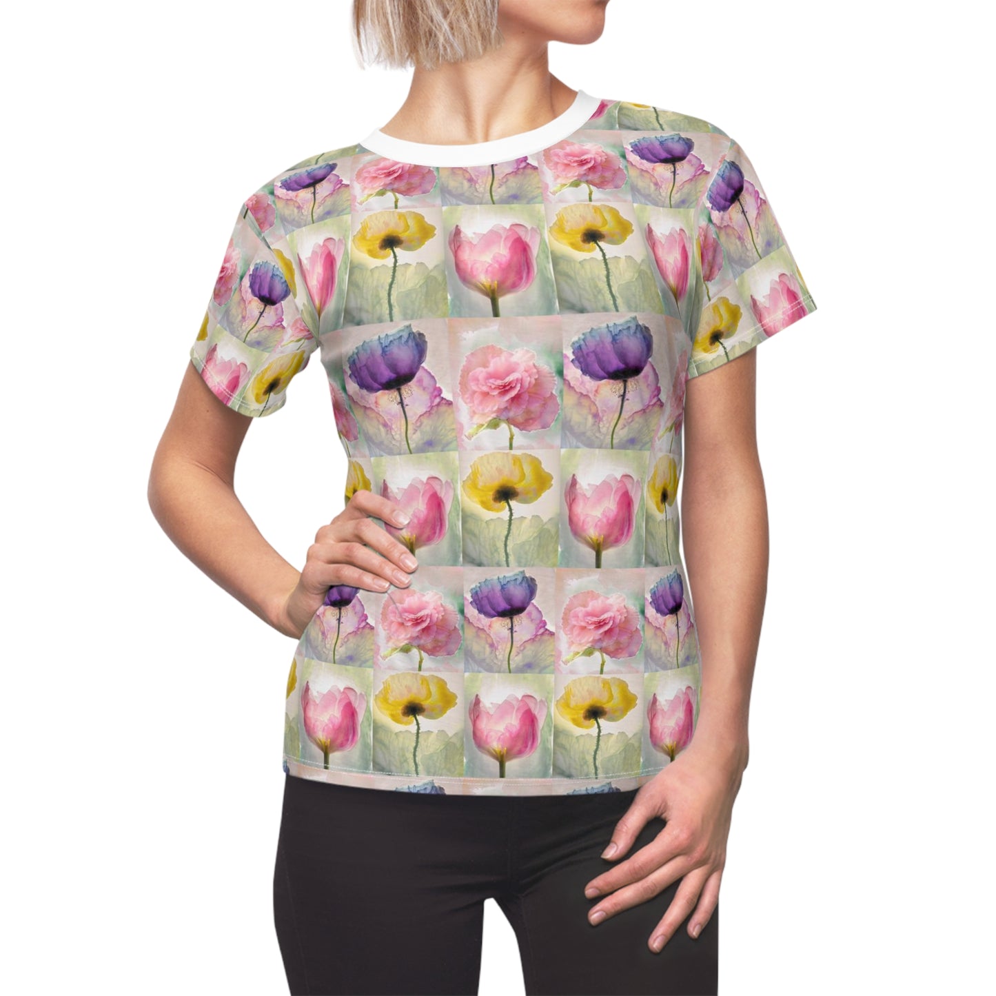 Women's Cut & Sew Tee (AOP) Kukloso Watercolor Florals Medium Pattern - Free Shipping