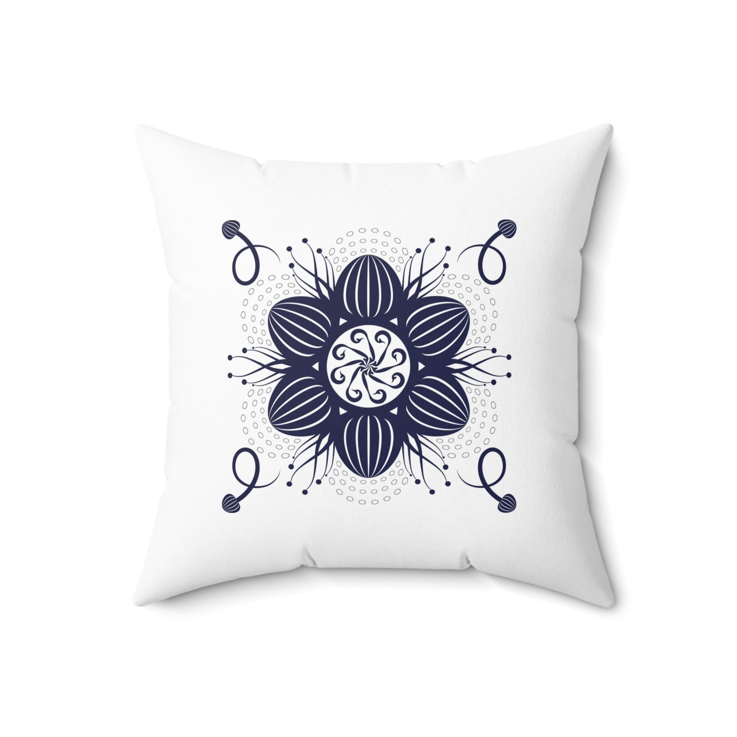 Spun Polyester Square Pillow Kukloso Melange de fleur No 29 Black/White & Navy/White - Free Shipping