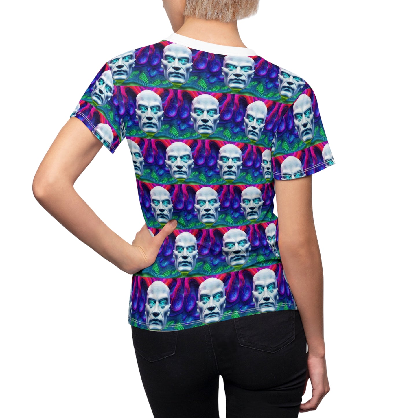 Women's Cut & Sew Tee (AOP) Kuklos Space Face No 7 Small Pattern - Free Shipping