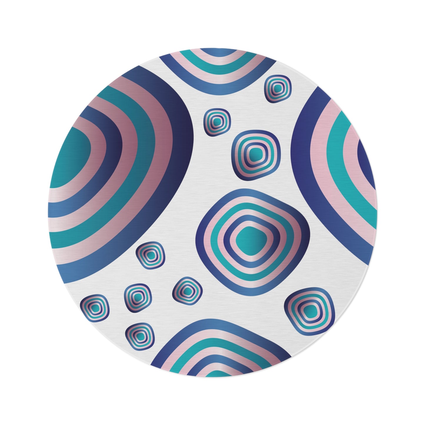 Round Rug Kukloso Abstractical No 96 Circles & Rings Aqua,Navy & Pink Free Shipping