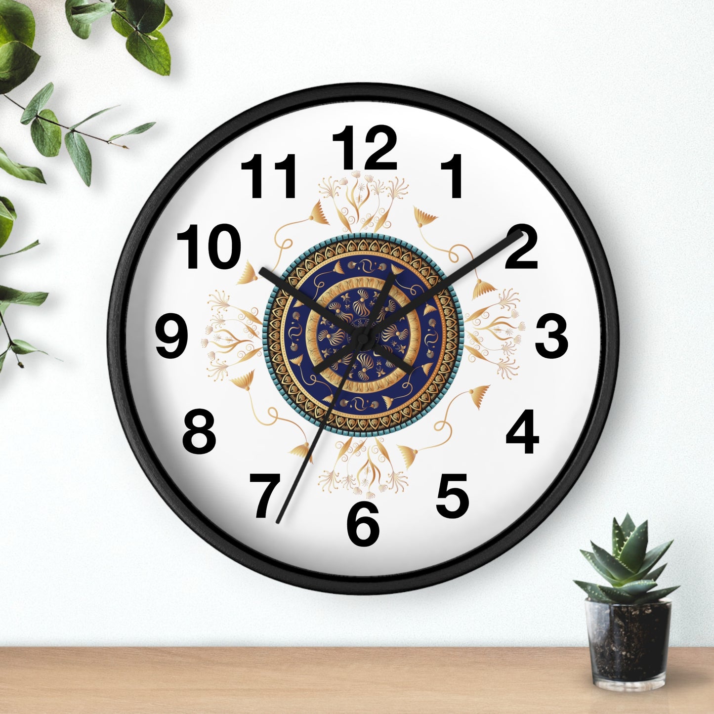 Wall Clock Kukloso Mandala No 151 Gold & Navy - Free Shipping