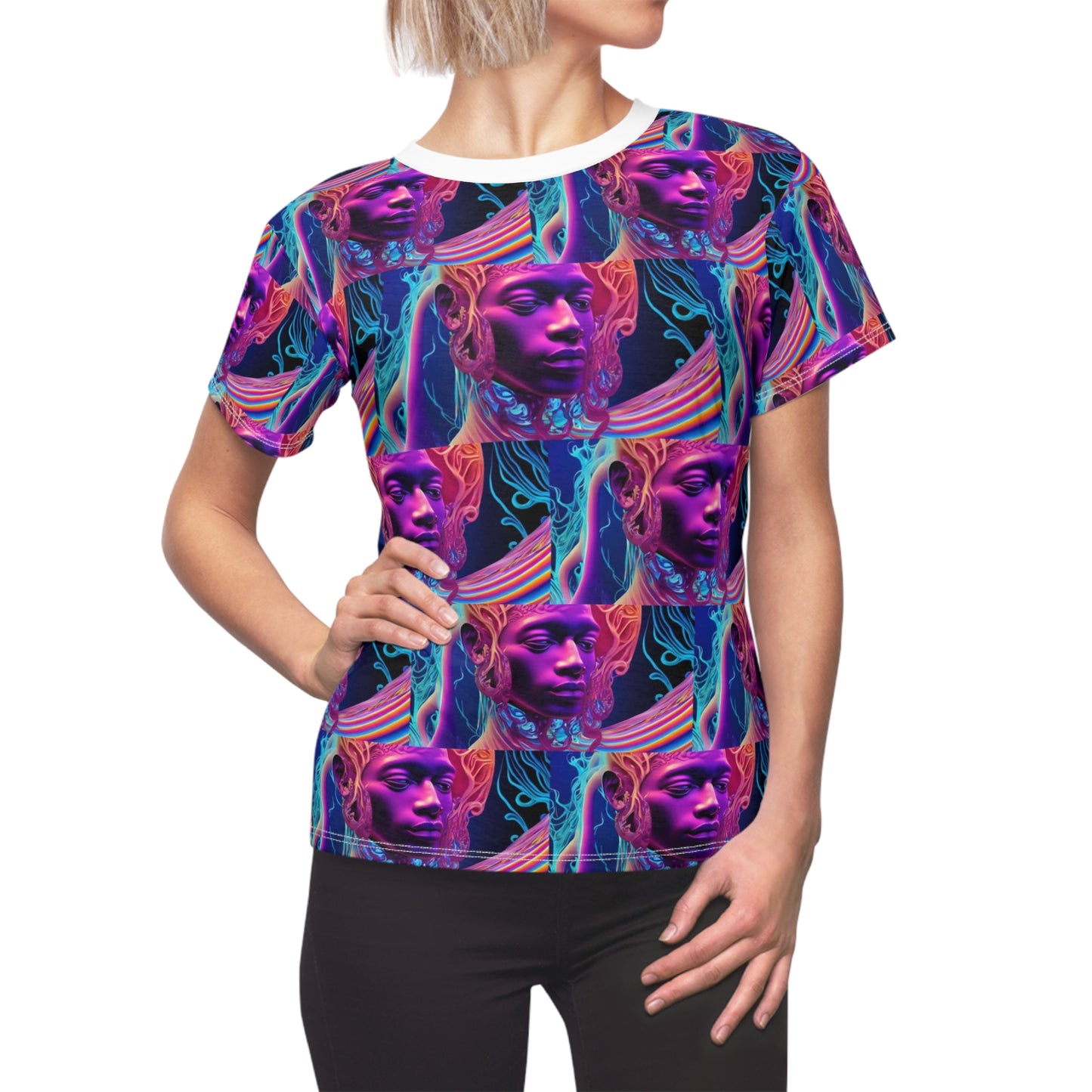 Women's Cut & Sew Tee (AOP) Kukloso Space Face No 2 - Free Shipping