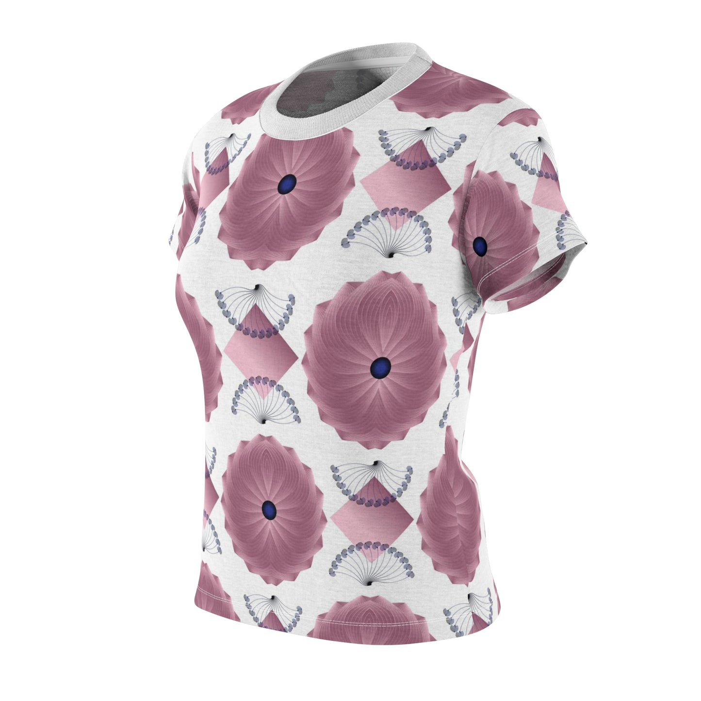 Women's Cut & Sew Tee (AOP) Kukloso AG No 29 No 8 Pink, Navy Shapes on White - Free Shipping