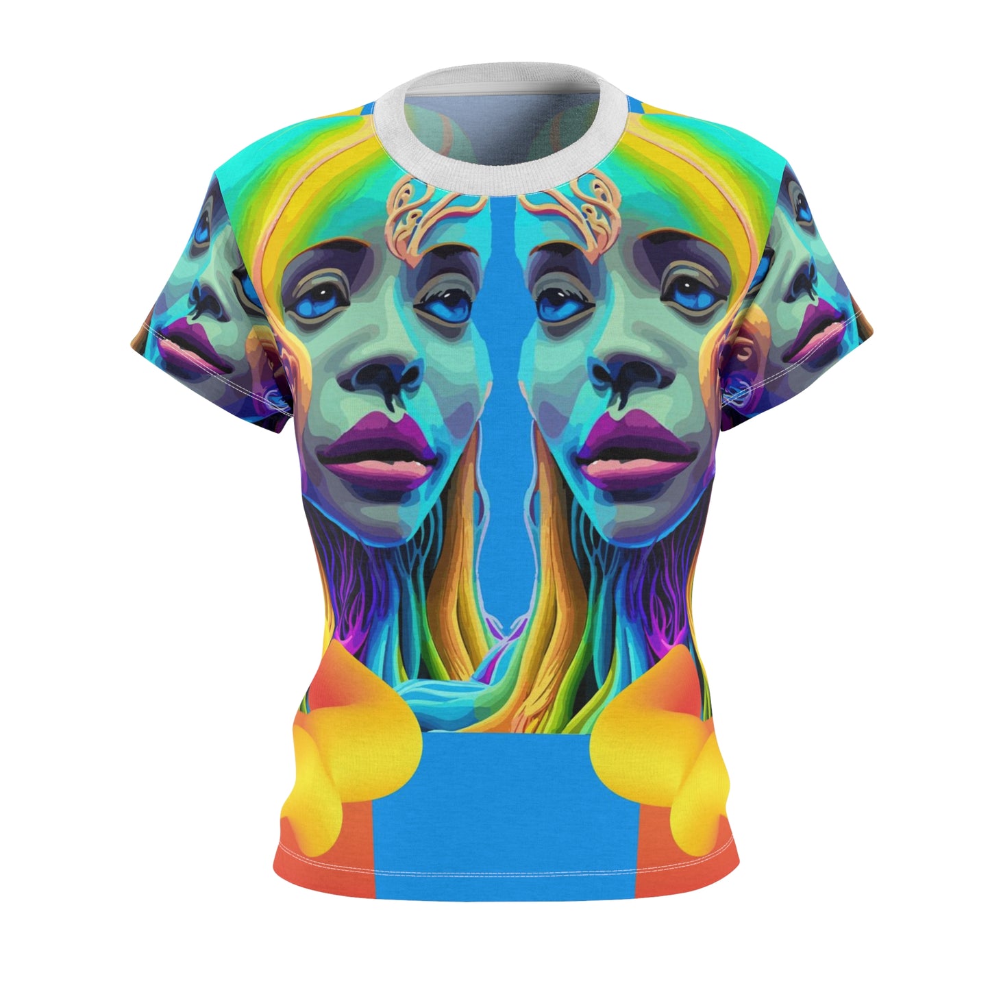 Women's Cut & Sew Tee (AOP) Kukloso Space Face No 17 - Free Shipping