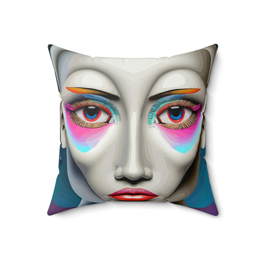 Spun Polyester Square Pillow Kukloso Space Faces No 70 - Free Shipping