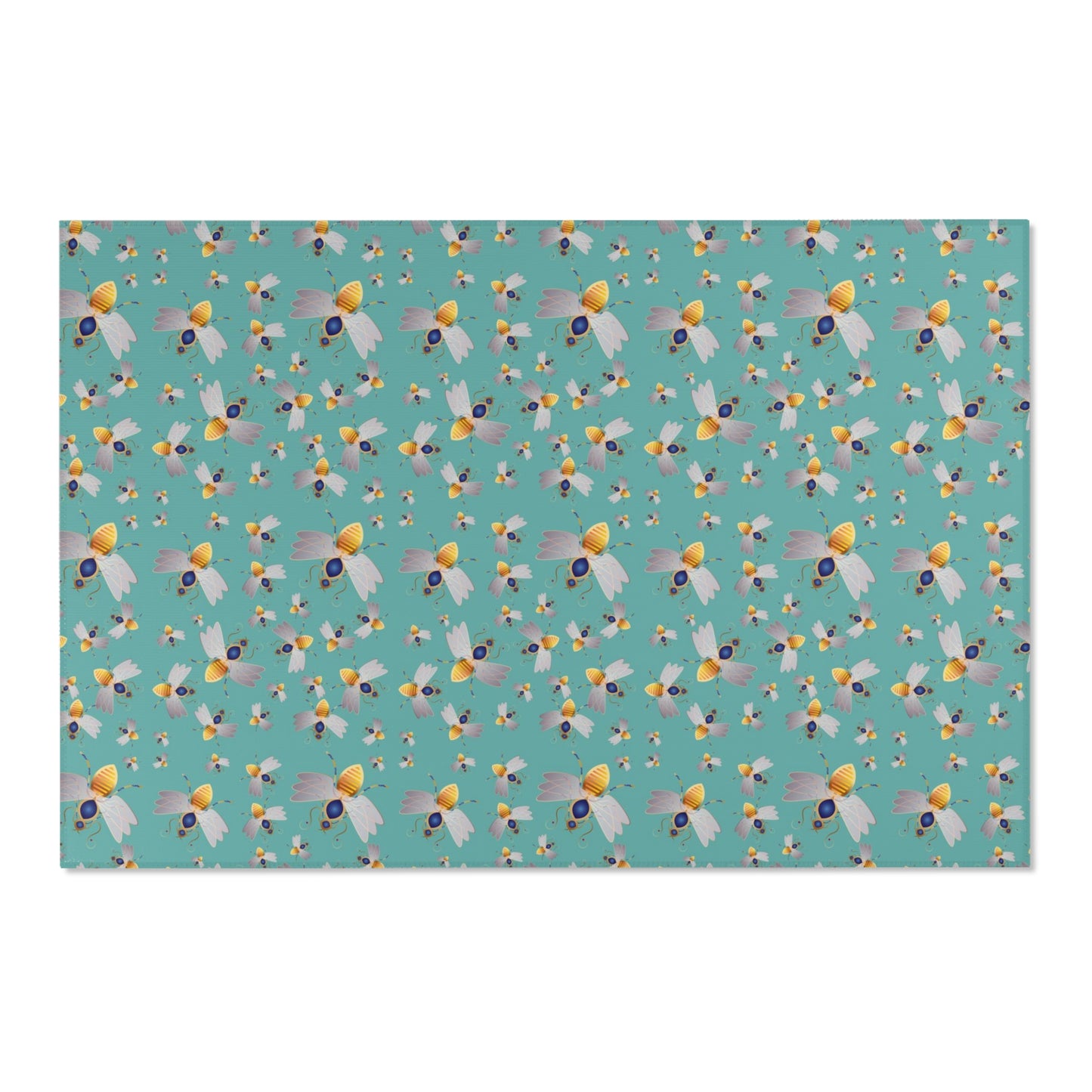 Area Rugs Kukloso Queen Bee No 42 Multicolored on Aqua - Free Shipping