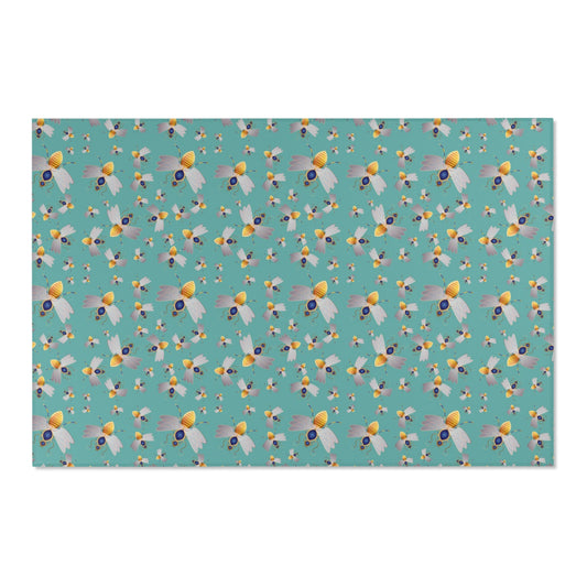 Area Rugs Kukloso Queen Bee No 42 Multicolored on Aqua - Free Shipping