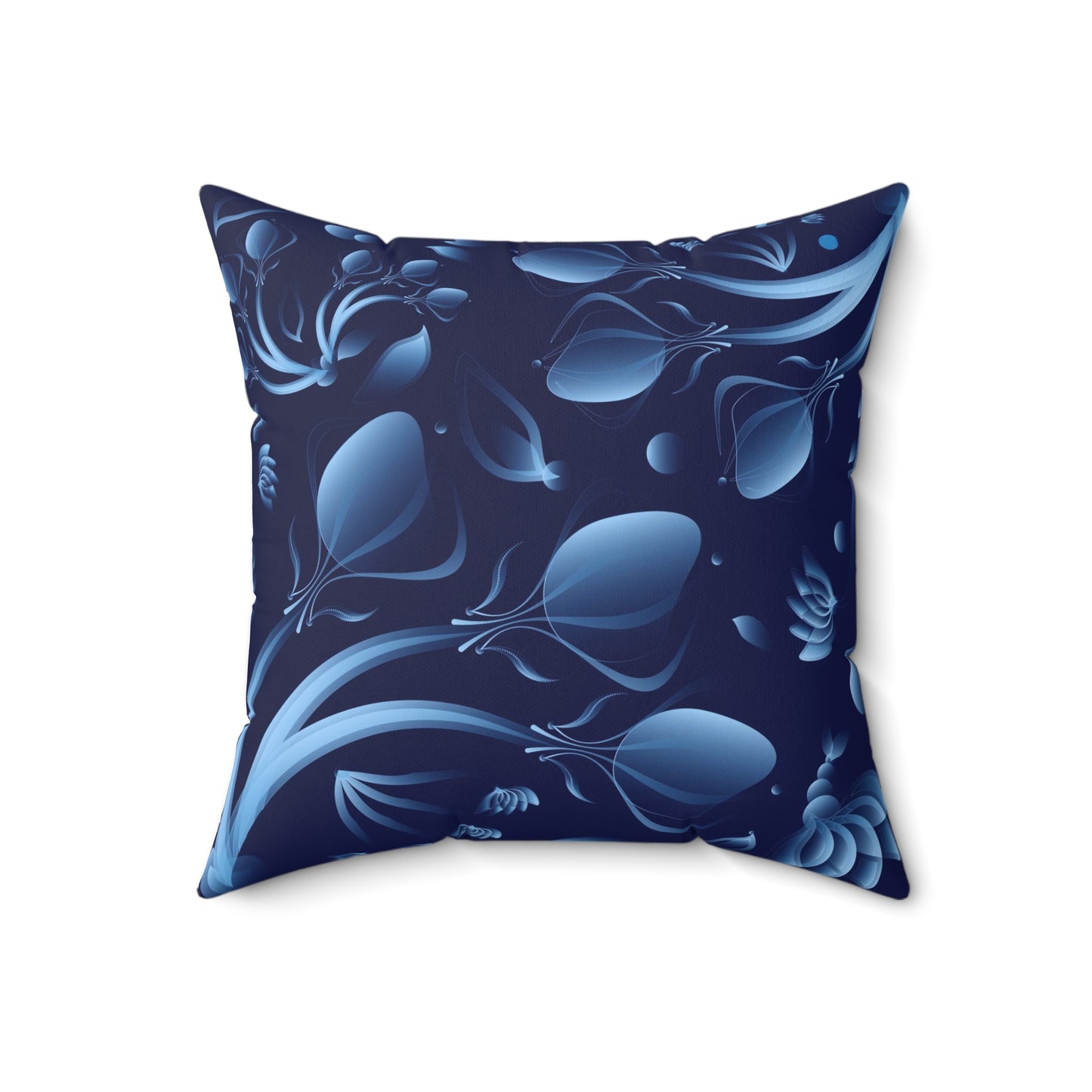 Spun Polyester Square Pillow Kukloso Melange de fleur No 9 Navy & Gray- Free Shipping