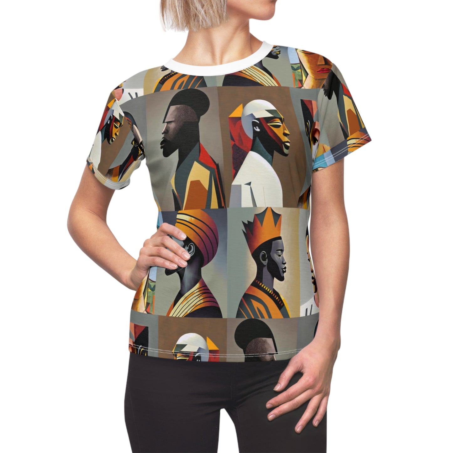 Women's Cut & Sew Tee (AOP) Kukloso Cubist Faces No 25 - Free Shipping