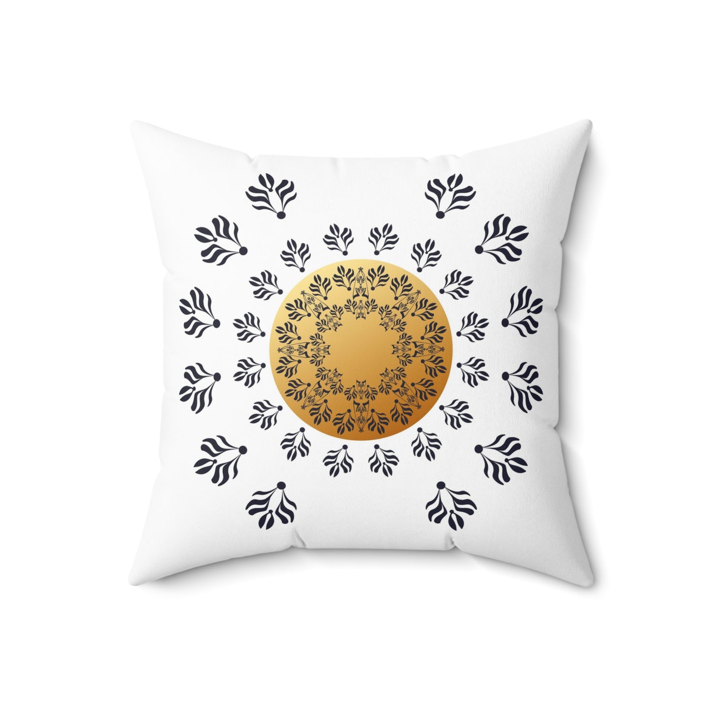 Spun Polyester Square Pillow Kukloso Mandala No 166 in Pink & Gold - Free Shipping