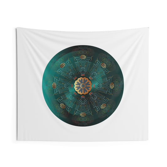 Indoor Wall Tapestries Kukloso Kuklos No 4477 Viridian Green Mandala Free Shipping