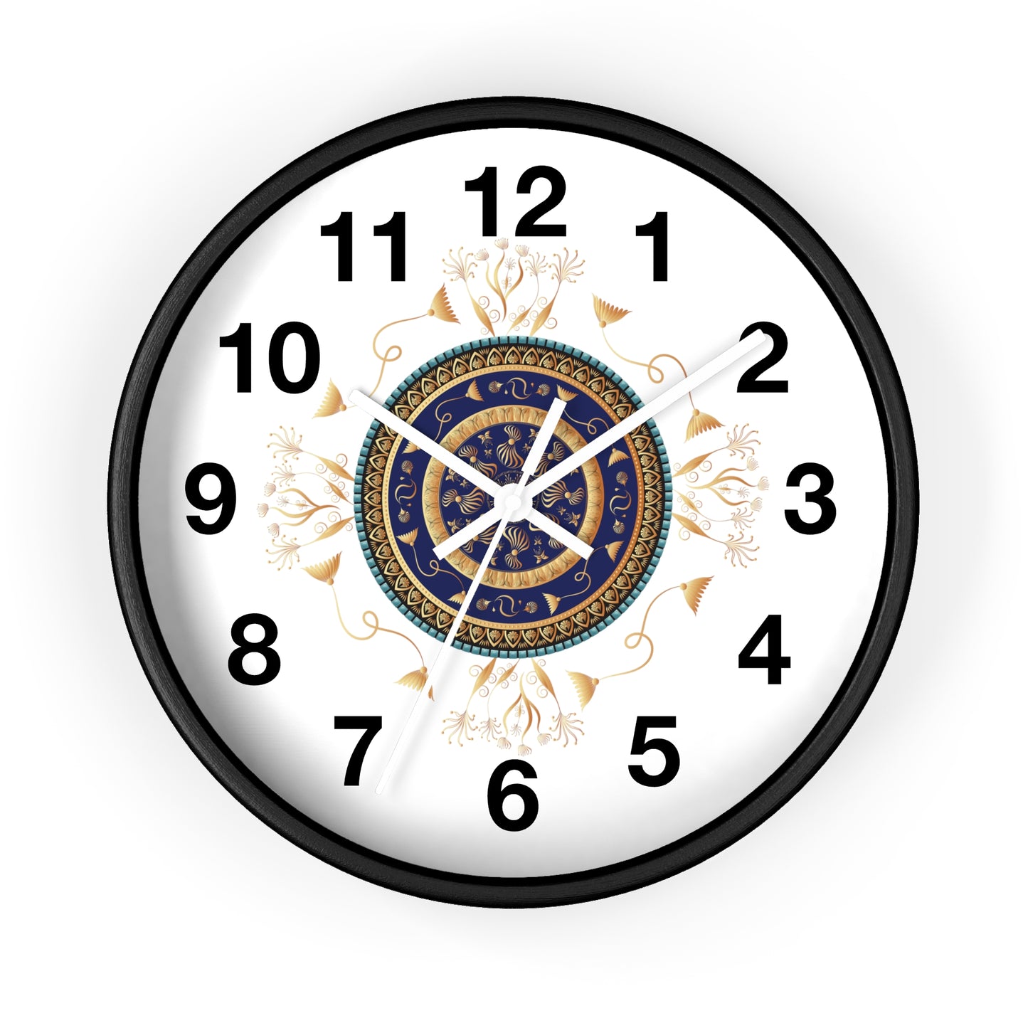 Wall Clock Kukloso Mandala No 151 Gold & Navy - Free Shipping