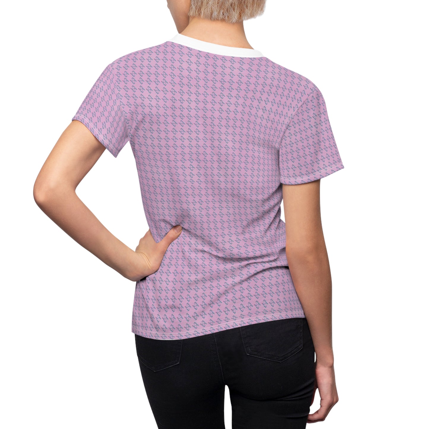 Women's Cut & Sew Tee (AOP) Kukloso Whimsical No 40 No 2 Colored Shapes on Pink - Free Shipping