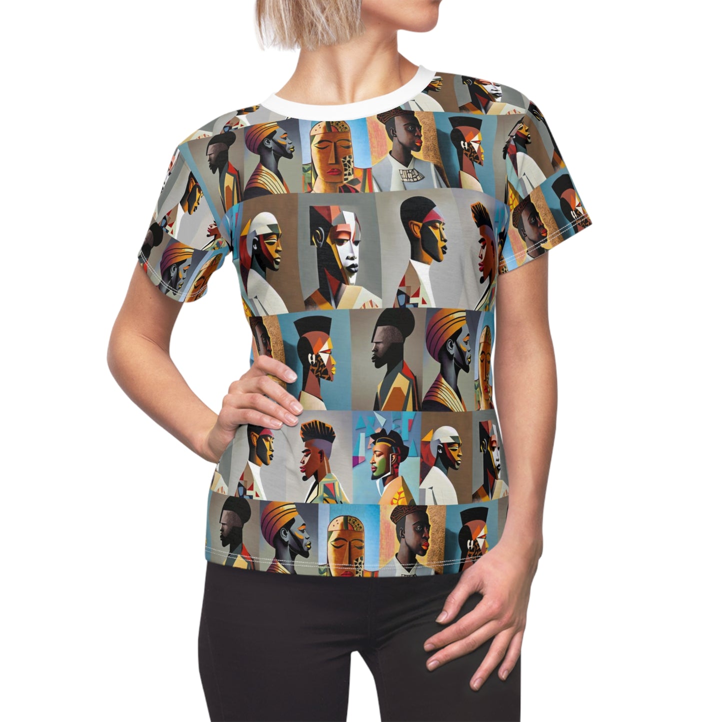 Women's Cut & Sew Tee (AOP) Kukloso Cubist Faces No 23 - Free Shipping