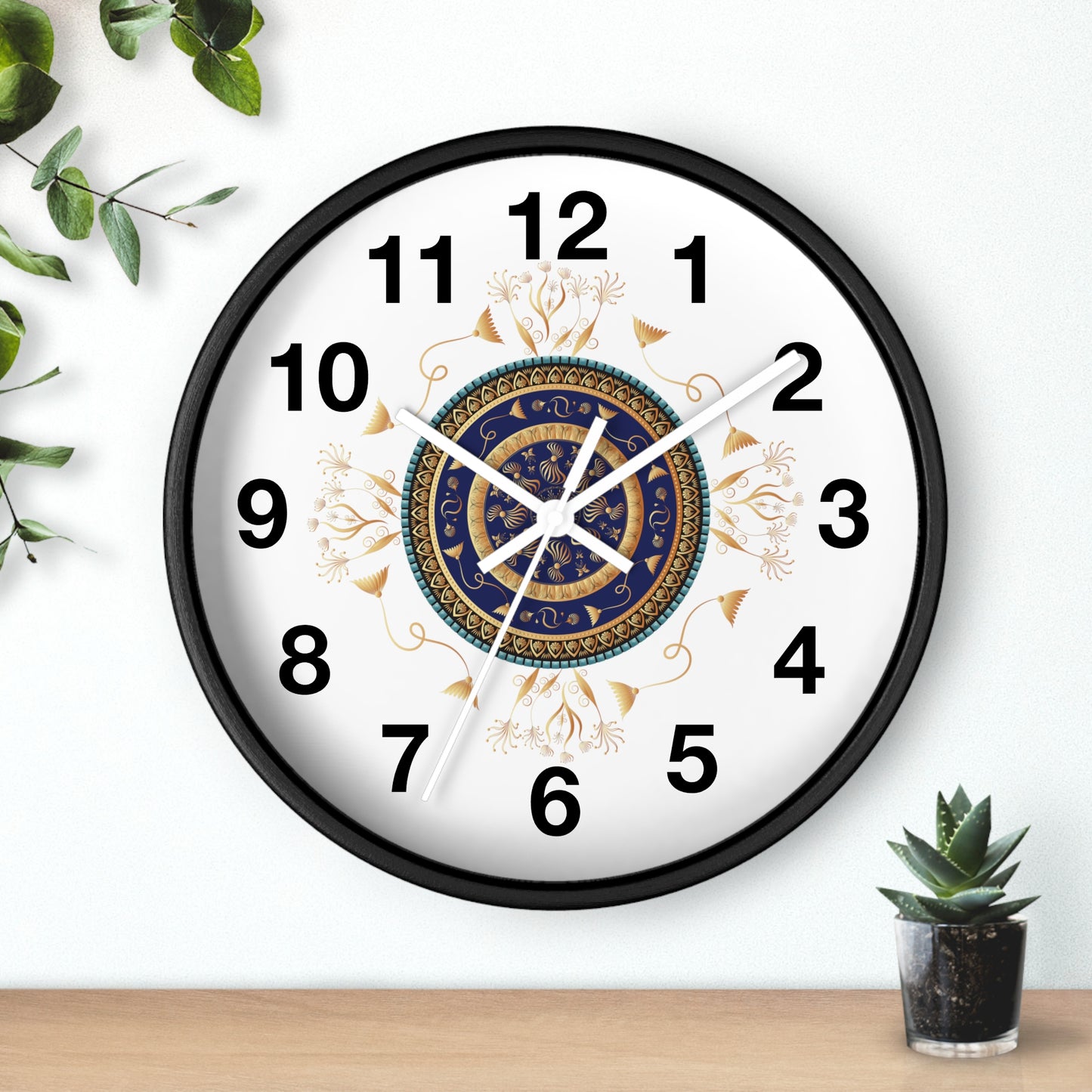 Wall Clock Kukloso Mandala No 151 Gold & Navy - Free Shipping